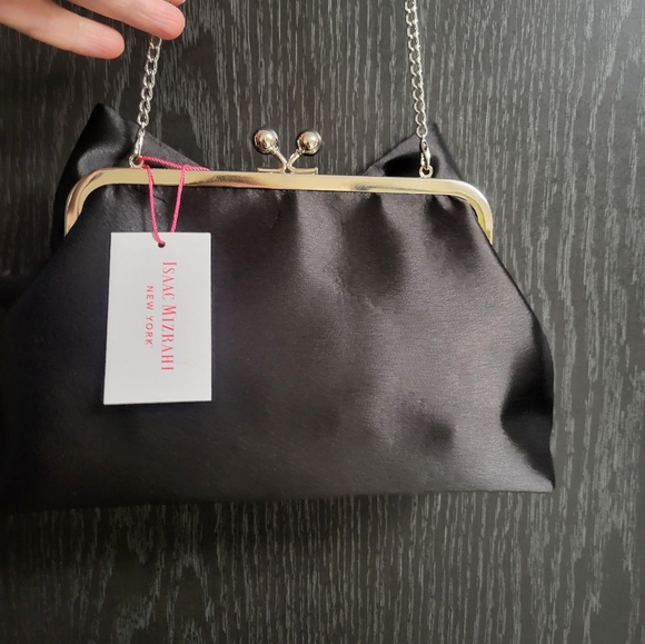Isaac Mizrahi Black Bow Clutch Wristlet - Picture 5 of 10